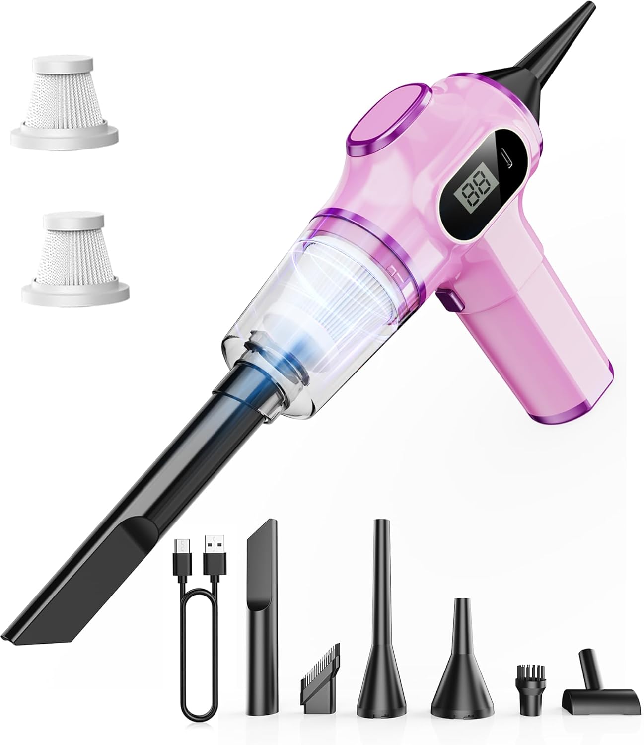Women-Friendly Cordless Pink Car Vacuum Cleaner 
