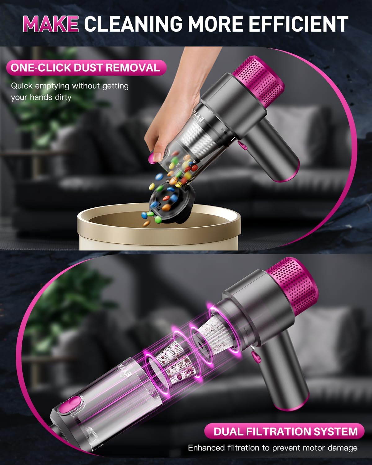  Handheld Car Vacuum Cleaner Cordless